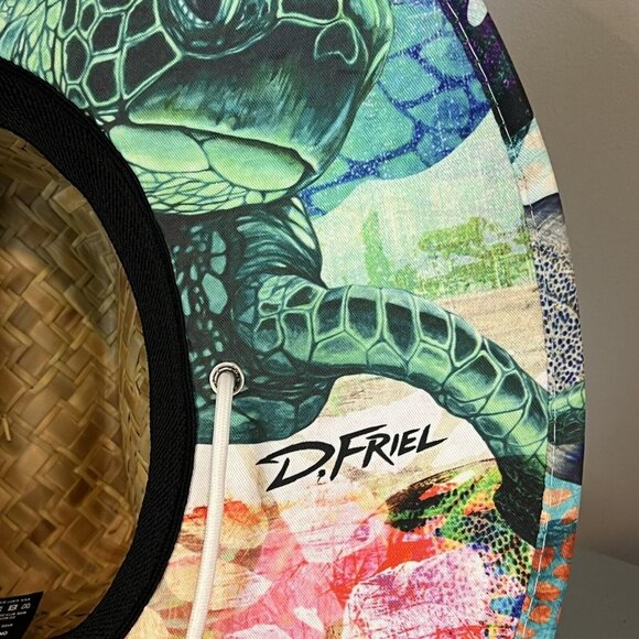Overhead Surf Shop D. Friel Turtle Art Straw Lifeguard Hat Mad Beach Florida - Picture 11 of 16